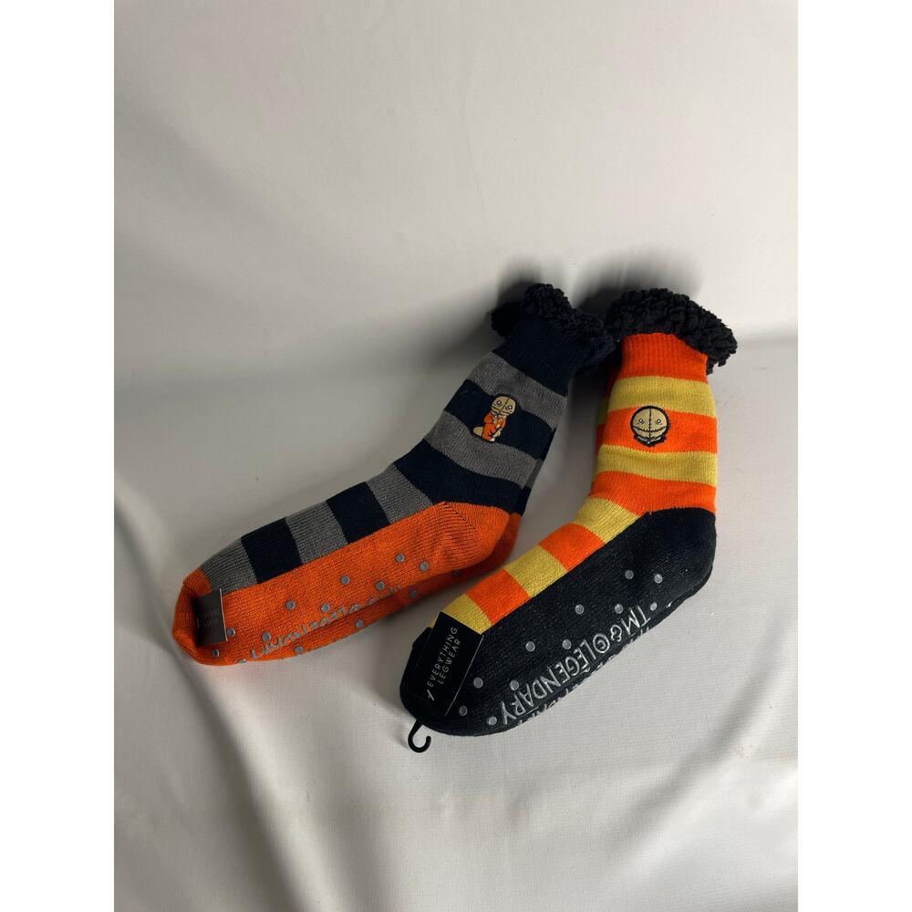 Trick or Treat SAM 2 Pairs Striped Fluffly Sock Slippers NEW Horror Halloween